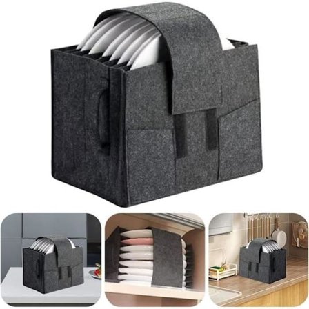 Tallerkenorganisator til autocamper, tallerkenholder i filt, opbevaring af service, kan rumme 8 tallerkener, tallerkenbeskytter