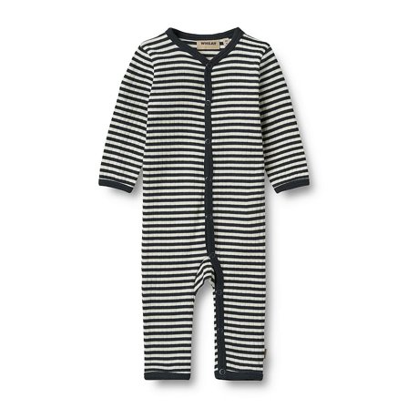 WHEAT Jumpsuit Long Sleeve Dusty Navy Sea Stripe Str 74/9m, Tøj & Bolig, Børnetøj, Øvrigt