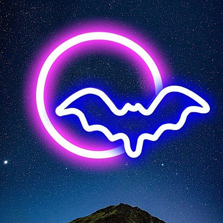 Måne och fladdermus neon skyltar, Halloween dekor LED neon skylt vägg nattlampor cool neon skylt dekor för sovrum bar jul Halloween födelsedagsfest 