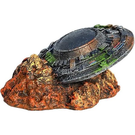 Akvarietilbehør 1 stk. Emulering Ufo Vrag Pynt Kreativ Rumskib Akvarie Ornament