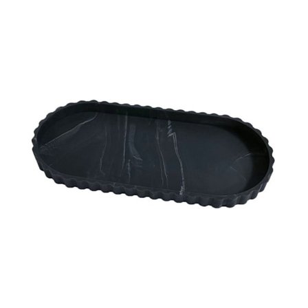 Silikonspetskant Oval Bricka - Marmormönster, Dekorativ Sminkförvaring