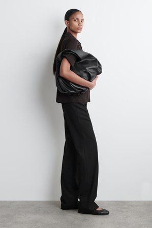 COS Women's Leather Ballerina Flats in Black