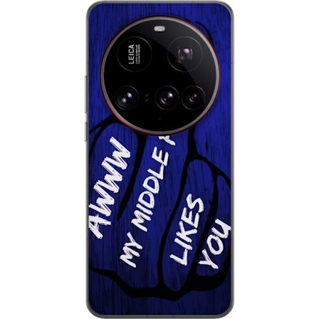 Kompatibelt Mobildeksel til Xiaomi 15 Ultra Mørk typografisk illustrasjon med hjerteform og budskap om vennskap mot dyp blå tretekstur