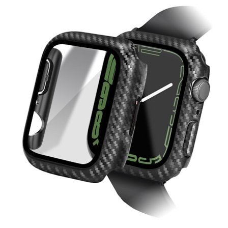 Apple Watch Series 3/2/1 42mm carbon fiber style covert with tempered glass - Black