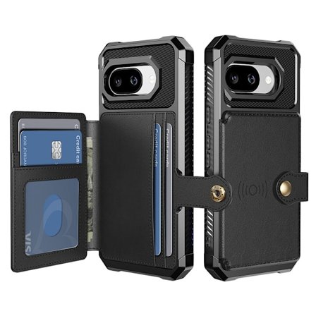 SKALO Google Pixel 9a Stødresistent Cover med Pung- Sort