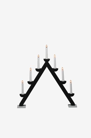 Jotex - El-lysestake 7 lys tre 56 cm Matt black - Kjøp Adventsstaker hos Jotex