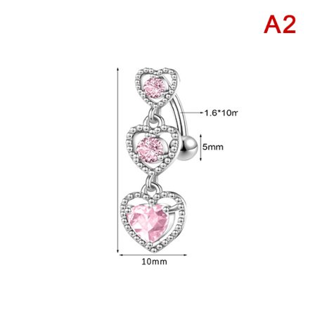 Pink zirkon vedhæng navle ring rustfrit stål navle pie