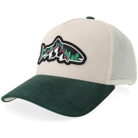 Skillfish - Beige trucker Keps - Trount Mountain 3d Beige Canvas/Forest Suede A-frame Trucker @ Hatstore