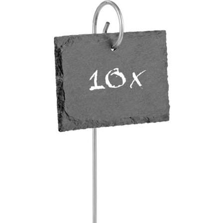 Sett med 10 skiferplantemerker, individuell merking av planter og urter, 10 x 7 x 0,5 cm [rektangulær]