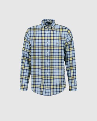 GANT - Regular fit rutete skjorte i bomullslin til herre banana yellow