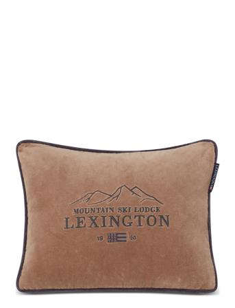 Ski Lodge Organic Cotton Velvet Pillow Home Textiles Cushions & Blankets Cushions Beige Lexington Home*Betinget Tilbud