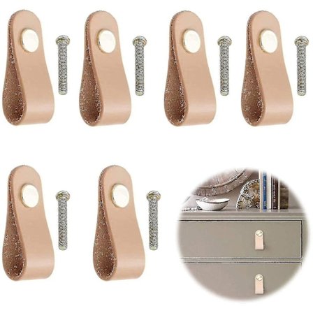 Läderhandtag Möbelhandtag Läderskåpshandtag Möbel Hårdvara Lådhandtag Skåpknoppar Möbelknoppar med skruvar för skåp Wardr