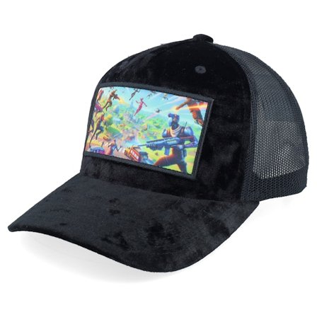 Iconic - Noir trucker Casquette - Multiplayer Video Game Patch Velvet Black Trucker @ Hatstore