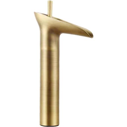 Kran i vintagestil vattenfall handfat kran badrum mässing blandare toppkran blandare varm och kall blandning handfat kran med 2 rör, guld