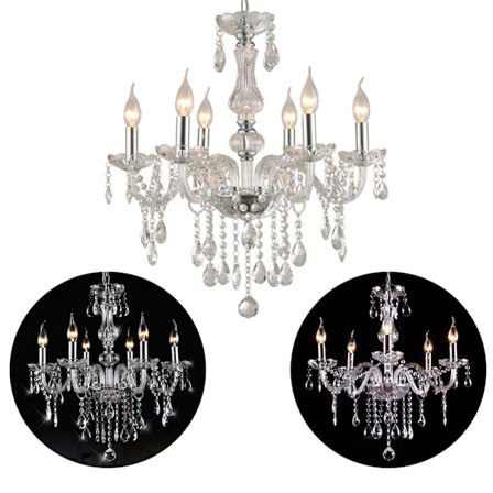 Moderne 6-armet krystal loftslampe lysekrone pendel lampe belysningsarmatur stueindretning