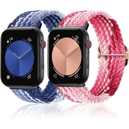 Flettet Solo Loop kompatibel med Apple Watch-remme 42mm 44mm 45mm 49mm, justerbare elastiske bånd elastiske sportarmbånd til iWatch-serien