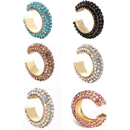 6-pakning ikke-perforerte kubiske zirkonia-klemmeøredobber bohemske stablebare