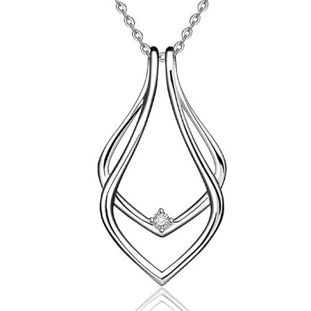 Geometrisk Ringholder Halskjede Anheng Smykke For Kvinner Kjæreste Kone Sølv