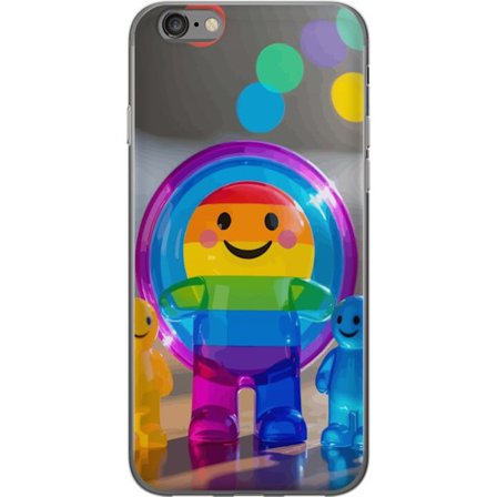 Kompatibelt Mobildeksel til Apple iPhone 6 Pastellfarget enhjørning med regnbue manke og store øyne i en eventyrlig vintermiljø.