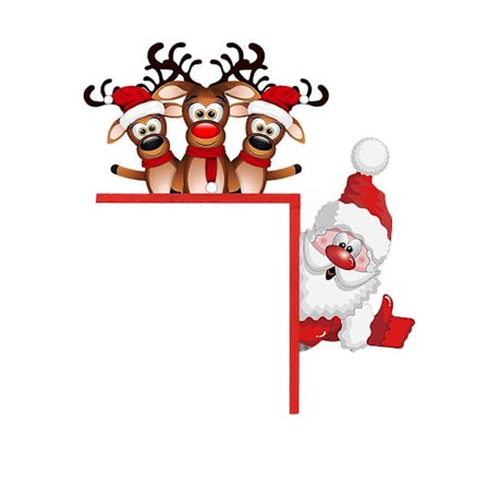 Jule dørkarm dekoration rustik træ julemand elg nisse alf venstre højre dørhjørne skilt hoveddør kant topper siddende ferie ornament