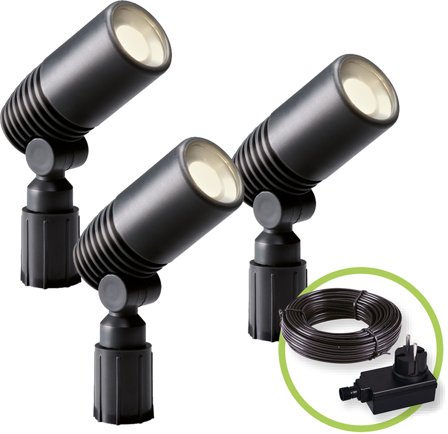Garden Lights Alder Set Jordspotlight 3-pakk, 150 lm, Belysning