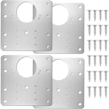 4 st Hinge Reparationsplatta Garderobsdörrs gångjärnsplatta Kit med 24