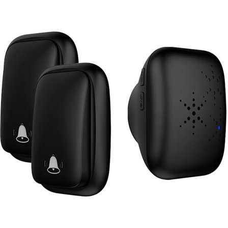 Trådløs dørklokke med 2 modtagere, vandtæt trådløs dørklokke, rækkevidde 150 meter, sort