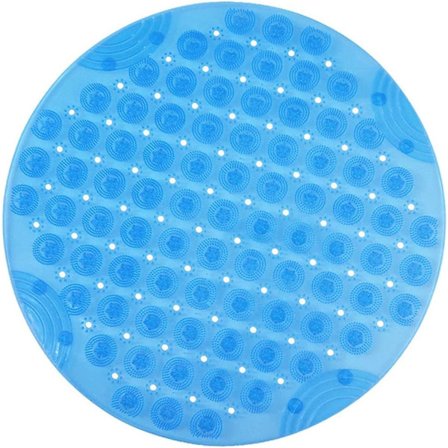 Rund massage bademåtte skridsikker brusebadsmåtte badeværelsestæppe med dræn