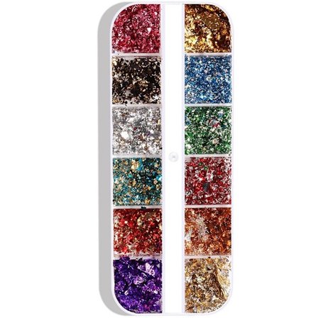 Nail Art Foil Flakes, Nail Foil Flakes Glitter Nail Sequins Confetti Gold Silver Irregular Glitter Mirror Effect Acrylic Nail Powders Nail Foil Paill