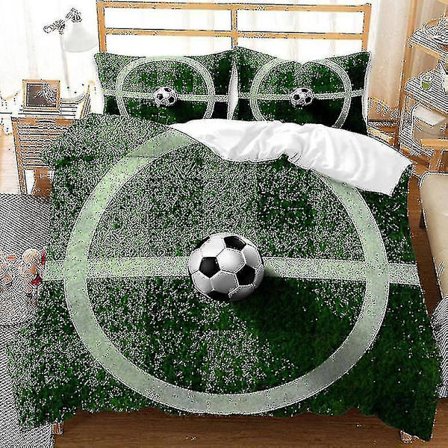 Jalkapallokuvioinen tilkkutäkki kolmiosainen setti, vuodevaatteet tyyli 111