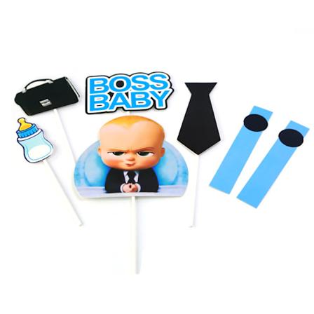 2 kpl Cartoon Boss Grattis på födelsedagen Cake Topper Söt Baby Boy