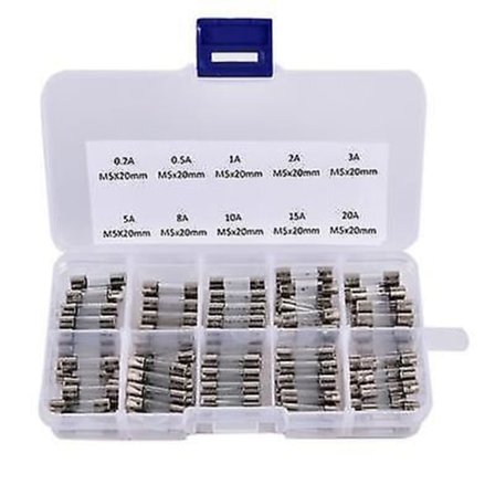 100x Glass Fuse Fine Fuses Assortment Glass Fuse 0,2a-20a,5x20mm Fx