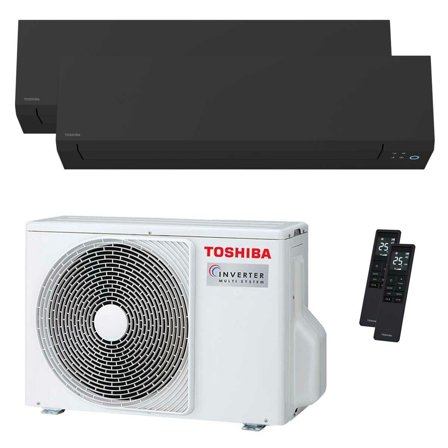 Condizionatore Toshiba SHORAI Edge Black dual split 5000+9000 BTU inverter A++ wifi unità esterna 4 kW