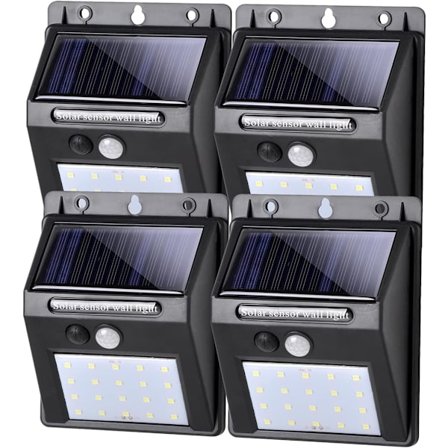 Solcellelys utendørs, LED-solcellelampe med bevegelsessensor, for hage