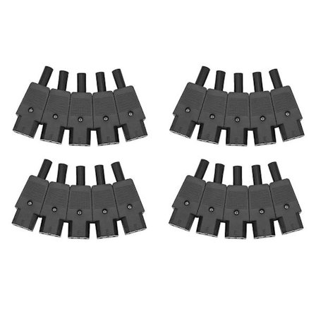 20 stk. IEC 320 C13 Hun-stik Adapter 3-polet Stikkontakt Strømkabel Omkablelig Stik
