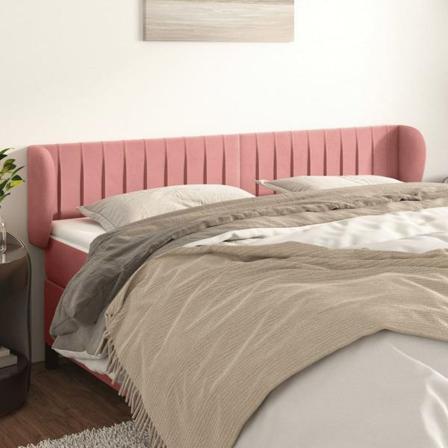 Vidaxl Huvudgavel Med Kanter Rosa 183x23x78/88 Cm Sammet Rosa