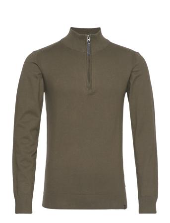 Ancona Knitwear Half Zip Pullover Beige INDICODE