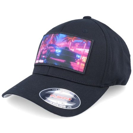Iconic - Svart flexfit Keps - Miami Vibes Car Patch Black Flexfit @ Hatstore