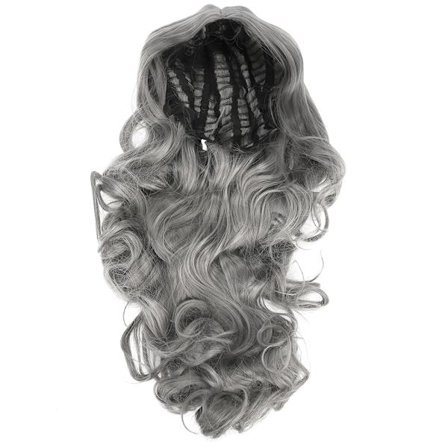 Pitkät kiharat aaltoilevat peruukit naisille Synteettinen hius Savunharmaa peruukki Juhliin Cosplayhin