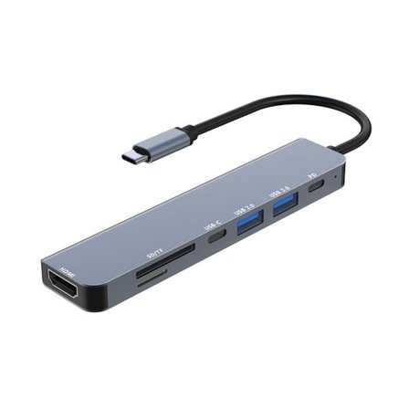 7-i-1 Aluminium Usb C-hubb med Usb 3.0 Usb C-hubb med 4K Hdmi Pd 100W Usb 3.0 Usb C-port Sd/Tf-kortläsare Dataadapter Mu YEMAESRE