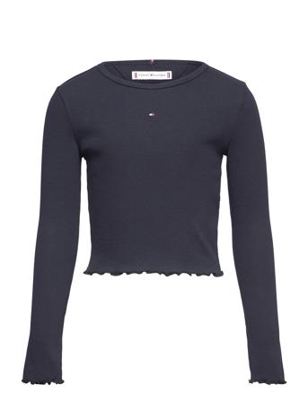 Essential Rib Top L/S T-shirts Long-sleeved T-shirts Marineblå Tommy Hilfiger*Betinget Tilbud