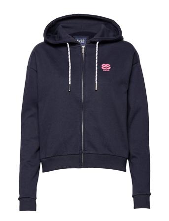 Svea Woven Logo Tape Zip Hood Blue Svea