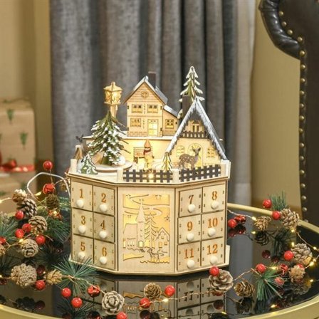 Julkalender - Hus med LED-belysning