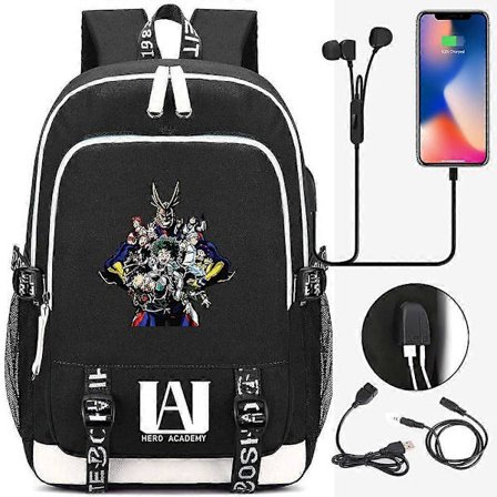 MHA Ryggsekk Anime My Hero Academia Cosplay Skolesekk One For All Unisex Deku Skoleveske All Might Mochila
