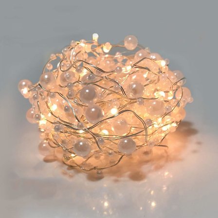 String Lights batteridriven 50 LED 5M Pearl Fairy Light med 8