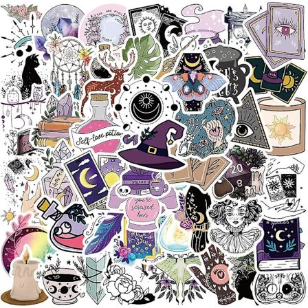 Boho Witchy -teemaiset tarrat - Vedenkestävä vinyyli (50)