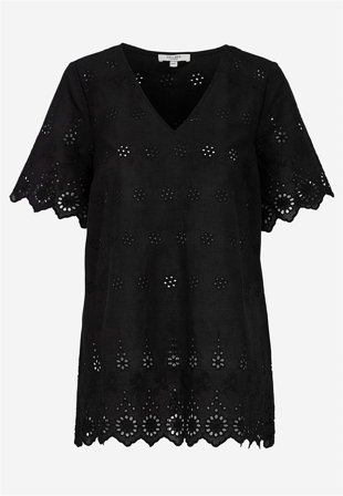 Cellbes of Sweden - Tunika med hulbroderi i sort til damer i størrelse 38/40
