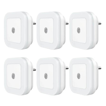6-pak LED-natlampe med skumringssensor til entre, trapper, badeværelse, køkken, soveværelse, børneværelse, dagslys hvid