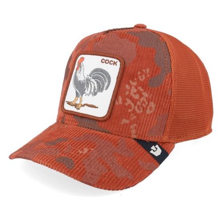Goorin - Röd trucker Keps - Rooster Camo Corduroy Camo Solar A-Frame Trucker @ Hatstore