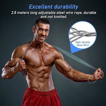 GYM -2.8M, Hopprep, Justerbar Hopprep för Barn Vuxen, Stålkullager, Anti-Slip Skumhandtag, Stålkabel för Fitness, Crossfit,